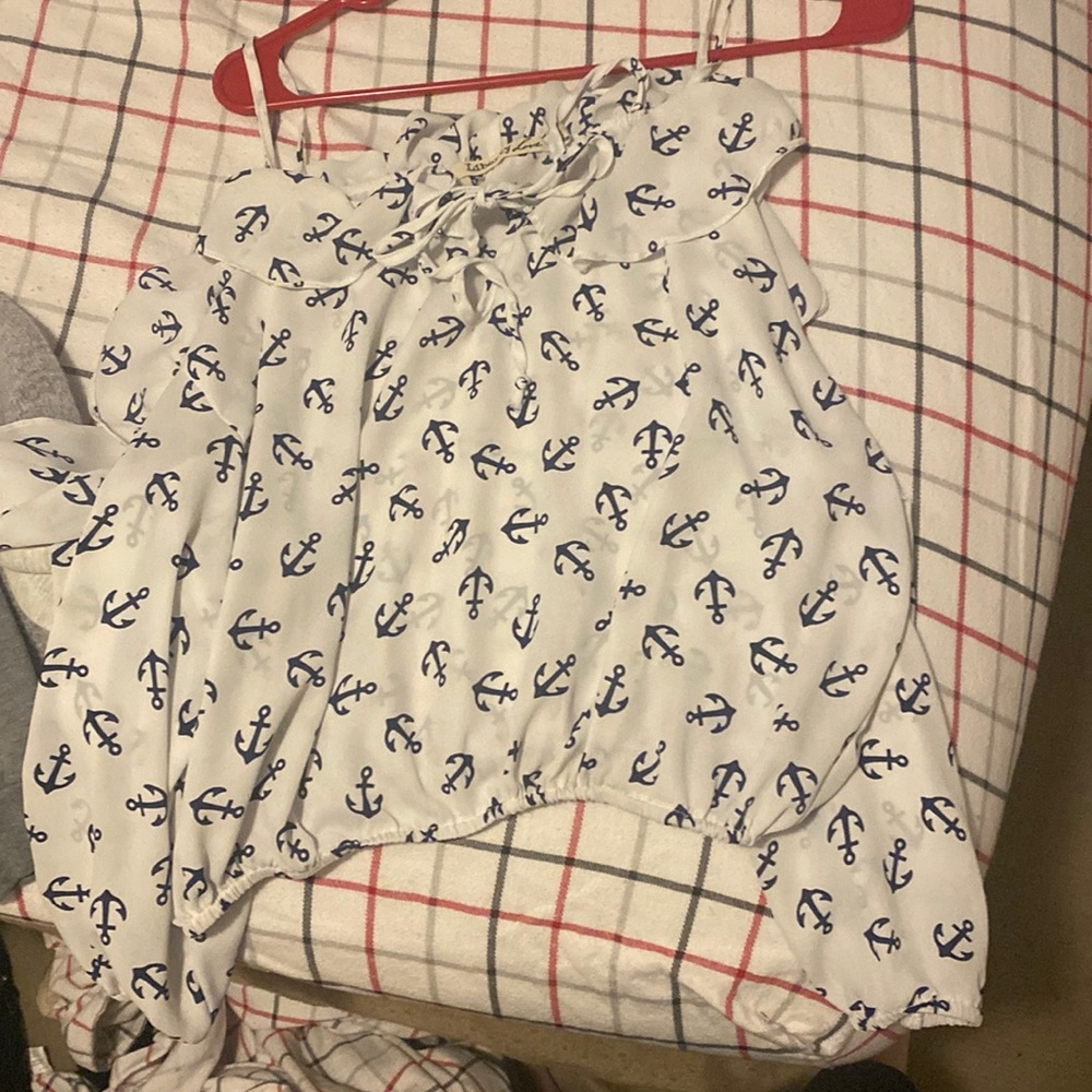 anchor off the shoulder crop top